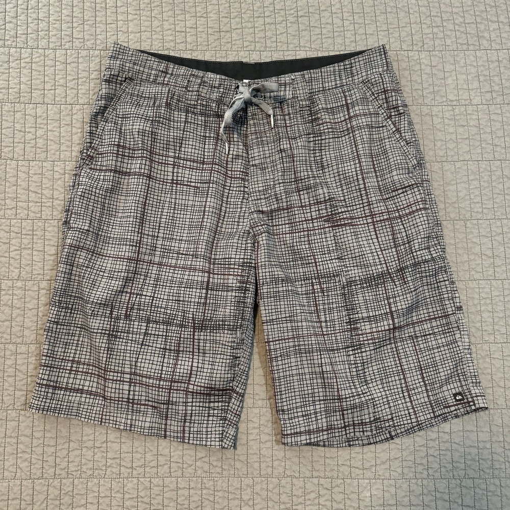 Quiksilver‎ Shorts Men 35 Gray Hybrid 11" Surfer Pockets Stretch Y2K Skater